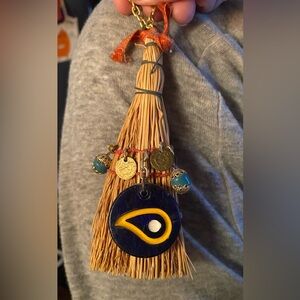Blue and Yellow Charm Broom Keychain